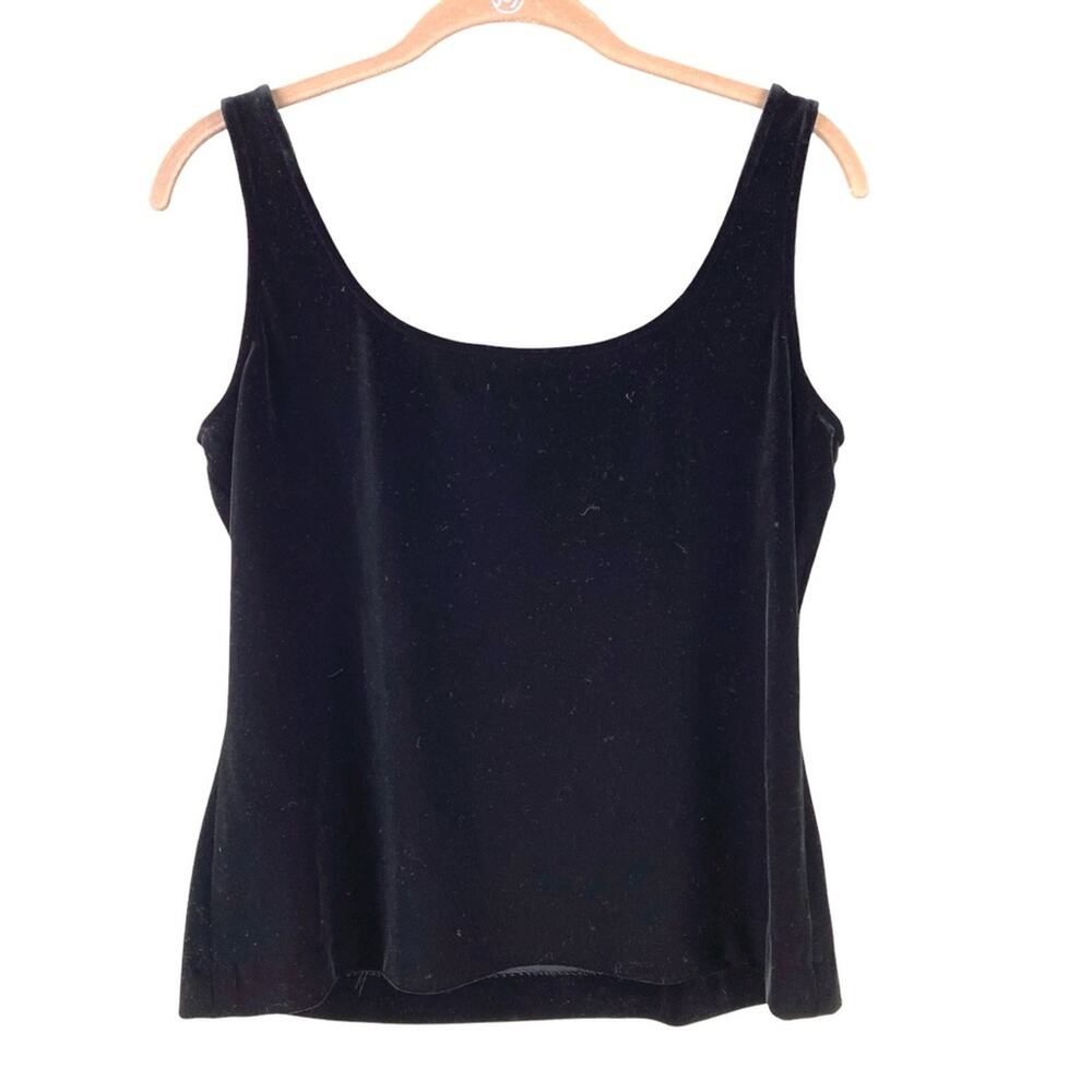 Alex Evenings Black Velvet Tank Size M Stretch Layering Holiday